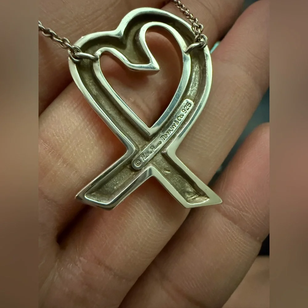 Tiffany & Co. Sterling Silver Paloma Picasso Loving Heart Chain Necklace 24" - Picture 7 of 10